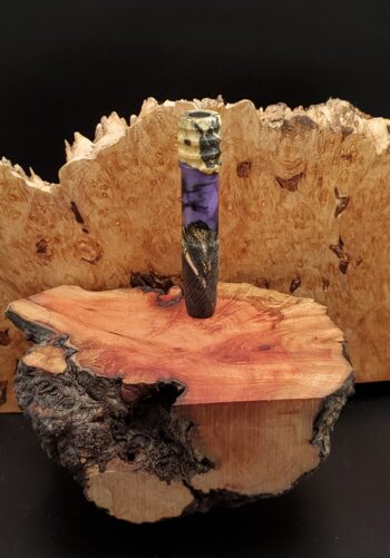 This image portrays Luminescent Stem/Midsection for Dynavap XL - Cottonwood/Maple Burl Hybrid by Dovetail Woodwork.