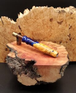 This image portrays Stem/Midsection for Dynavap XL - Elm Burl Wood Hybrid by Dovetail Woodwork.