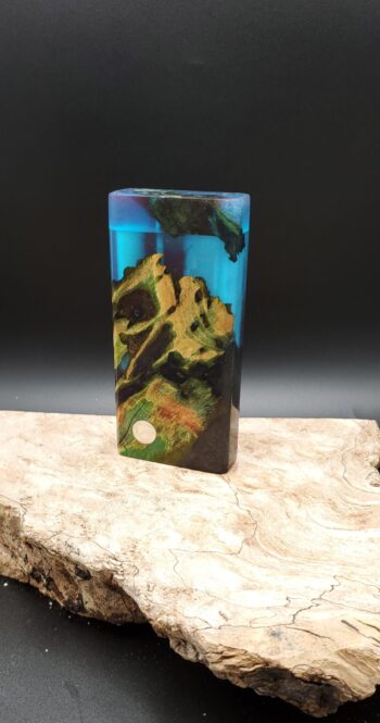 This image portrays Case for Dynavap - Box Elder Wood/Resin Hybrid/Luminescent by Dovetail Woodwork.