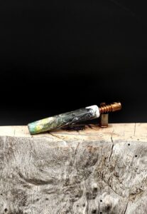 This image portrays Luminescent Midsection(Stem) Upgrade for Dynavap XL- Elm Burl Wood/Resin Hybrid by Dovetail Woodwork.