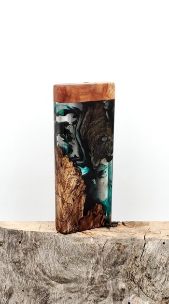 This image portrays Dynavap XL Case - Spalted Maple Burl/Resin Hybrid by Dovetail Woodwork.