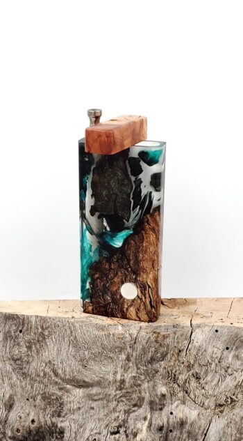This image portrays Dynavap XL Case - Spalted Maple Burl/Resin Hybrid by Dovetail Woodwork.