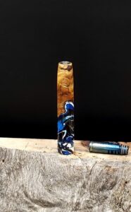 This image portrays Midsection(Stem) Dynavap XL - Cosmic Burl Hybrid by Dovetail Woodwork.