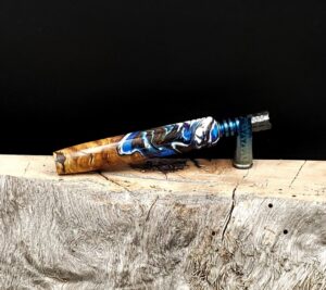 This image portrays Midsection(Stem) Dynavap XL - Cosmic Burl Hybrid by Dovetail Woodwork.