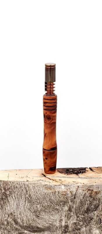This image portrays Stem/Midsection XL for Dynavap - Thuya Burl Wood by Dovetail Woodwork.