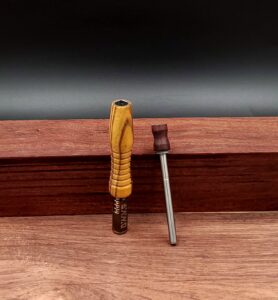 This image portrays Dynavap Midsection B & W Ebony w/Spinning Mouthpiece - Ready to Ship! by Dovetail Woodwork.