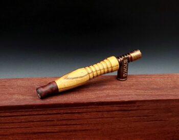 This image portrays Dynavap Midsection B & W Ebony w/Spinning Mouthpiece - Ready to Ship! by Dovetail Woodwork.