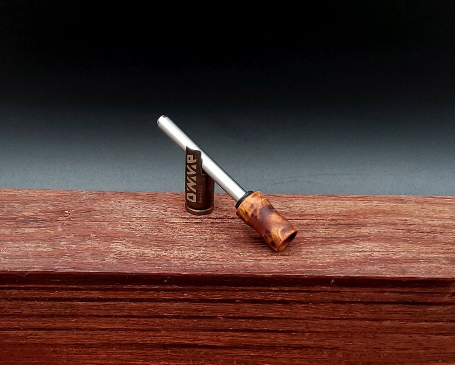 This image portrays Dynavap Spinning Mouthpiece-Thuya Burl by Dovetail Woodwork.