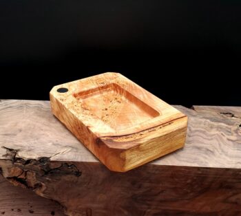 This image portrays Dynavap Prep & Sorting Tray/Stem Stand-Live Edge Elm Burl by Dovetail Woodwork.