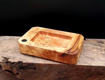 This image portrays Dynavap Prep & Sorting Tray/Stem Stand-Live Edge Elm Burl by Dovetail Woodwork.