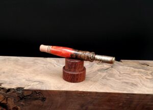 This image portrays Luminescent Stem/Midsection for Dynavap-Burl Hybrid by Dovetail Woodwork.