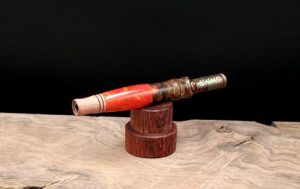 This image portrays Luminescent Stem/Midsection for Dynavap-Burl Hybrid by Dovetail Woodwork.