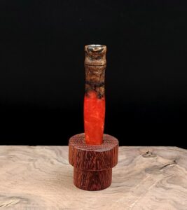 This image portrays Luminescent Stem/Midsection for Dynavap-Burl Hybrid by Dovetail Woodwork.