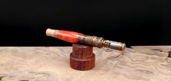 This image portrays Luminescent Stem/Midsection for Dynavap-Burl Hybrid by Dovetail Woodwork.