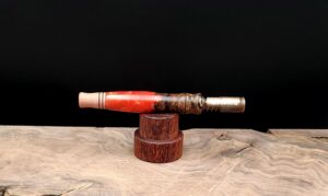 This image portrays Luminescent Stem/Midsection for Dynavap-Burl Hybrid by Dovetail Woodwork.