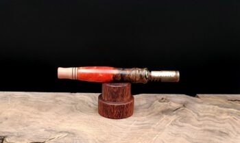 This image portrays Luminescent Stem/Midsection for Dynavap-Burl Hybrid by Dovetail Woodwork.