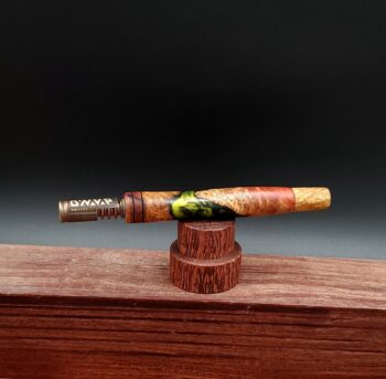 This image portrays Luminescent XL Stem/Midsection for Dynavap-Burl Hybrid by Dovetail Woodwork.