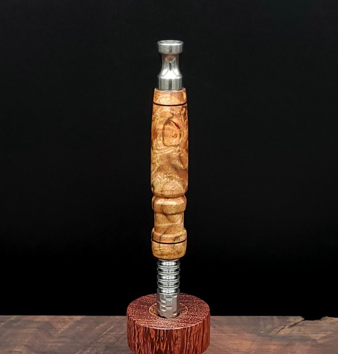 This image portrays Galaxy Burl Dynavap Stem-Spalted Maple Burl by Dovetail Woodwork.