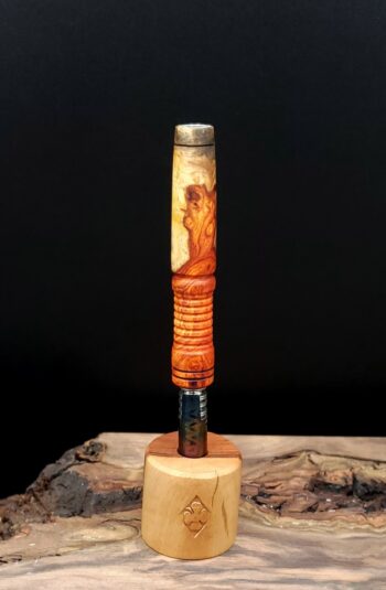 This image portrays Dynavap XL Stem/Quad-Tone Amboyna Burl Wood by Dovetail Woodwork.