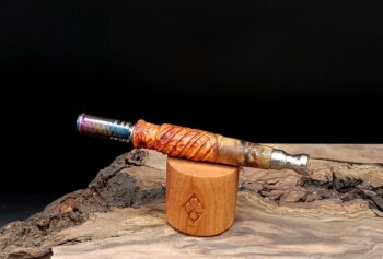 This image portrays Dynavap Stem-Spiral Burl-Multi-tone Amboyna by Dovetail Woodwork.