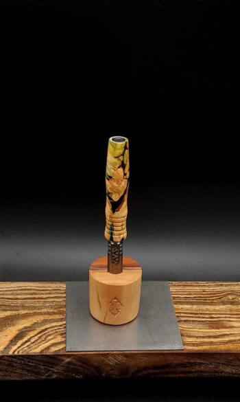 This image portrays Cosmic Burl Hybrid-Dynavap Midsection by Dovetail Woodwork.