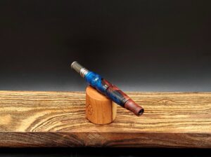 This image portrays Dynavap Spinning Mouthpiece-Redwood Burl by Dovetail Woodwork.
