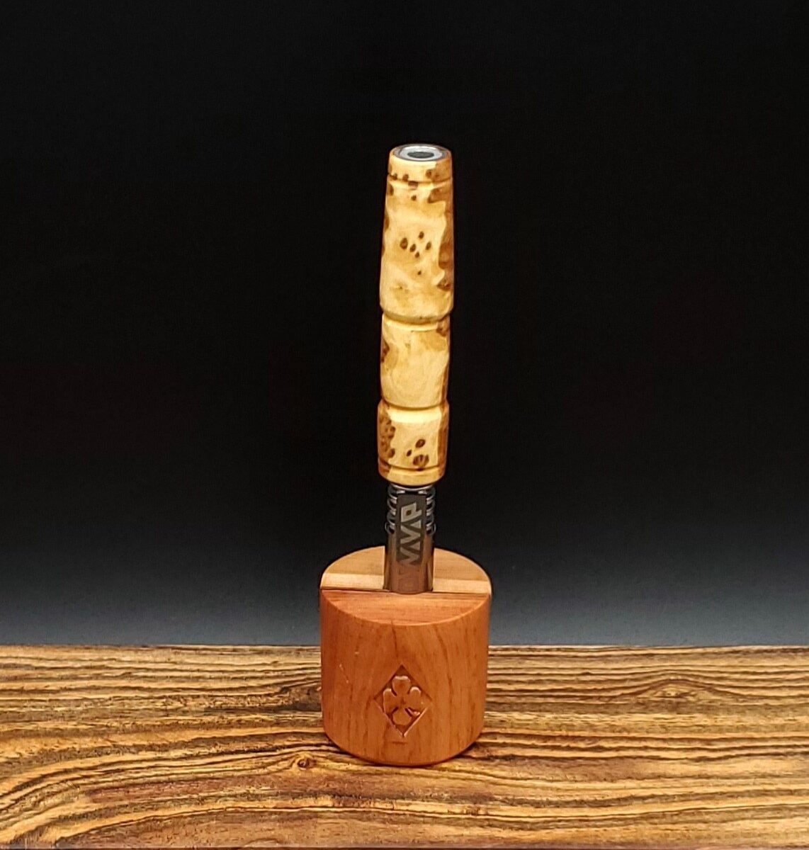 This image portrays Pure Burl Dynavap Stem-Greybox Burl by Dovetail Woodwork.