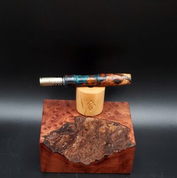This image portrays Cosmic Burl Series XL Hybrid-Dynavap Stem/Midsection by Dovetail Woodwork.