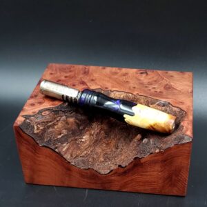 This image portrays Cosmic Burl Series-Hybrid Dynavap Stem/Midsection by Dovetail Woodwork.