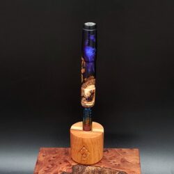 This image portrays Cosmic Burl XL Hybrid-Dynavap Stem/Midsection by Dovetail Woodwork.