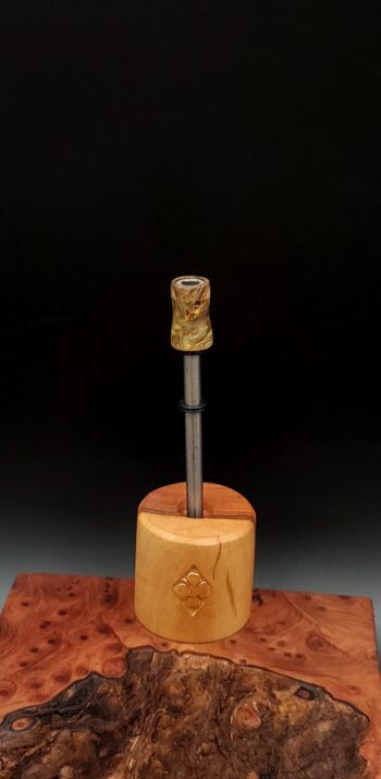 This image portrays Dynavap Spinning Mouthpiece-Cosmic Burl Series by Dovetail Woodwork.