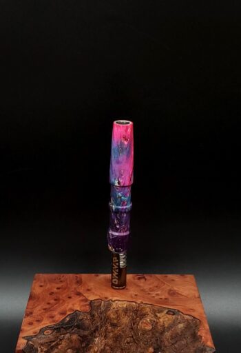 This image portrays Cosmic Burl Series XL-Dynavap Stem/Midsection by Dovetail Woodwork.