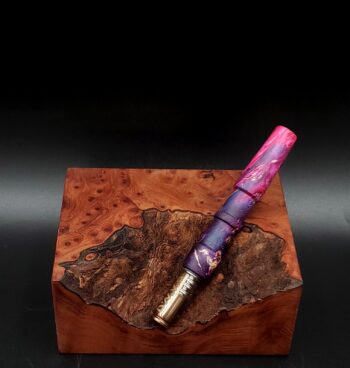 This image portrays Cosmic Burl Series XL-Dynavap Stem/Midsection by Dovetail Woodwork.