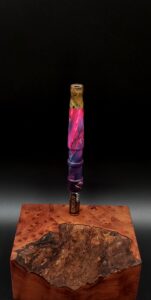 This image portrays Cosmic Burl Series XL-Dynavap Stem/Midsection by Dovetail Woodwork.