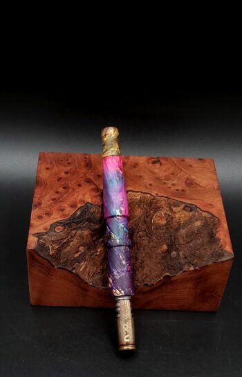 This image portrays Cosmic Burl Series XL-Dynavap Stem/Midsection by Dovetail Woodwork.