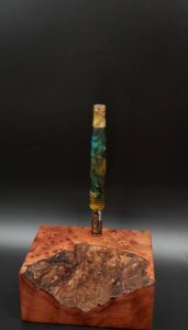 This image portrays Cosmic Burl Series XL-Dynavap Stem/Midsection by Dovetail Woodwork.