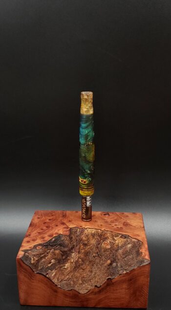 This image portrays Cosmic Burl Series XL-Dynavap Stem/Midsection by Dovetail Woodwork.