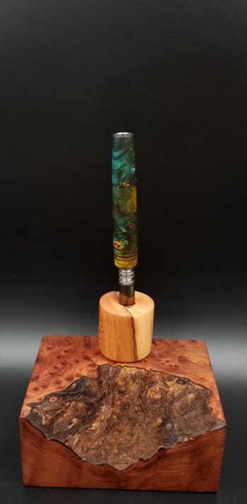 This image portrays Cosmic Burl Series XL-Dynavap Stem/Midsection by Dovetail Woodwork.