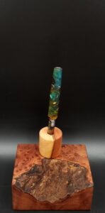 This image portrays Cosmic Burl Series XL-Dynavap Stem/Midsection by Dovetail Woodwork.