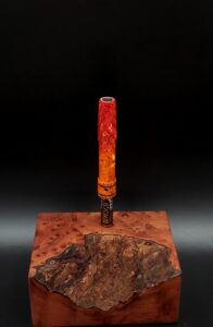 This image portrays Cosmic Burl Series XL-Dynavap Stem/Midsection by Dovetail Woodwork.