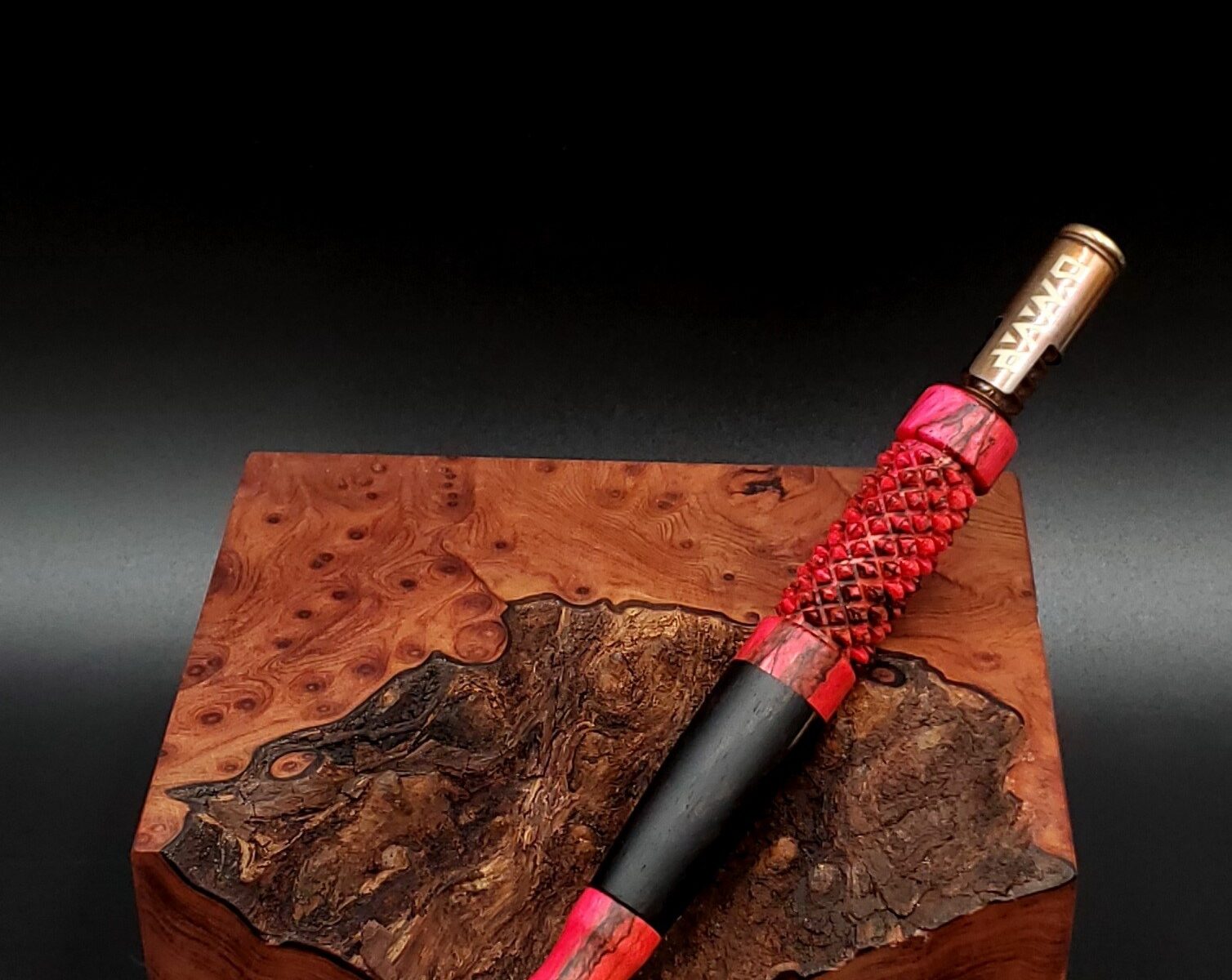 This image portrays Twisted Stem Series-XL Dynavap Stem/Midsection by Dovetail Woodwork.