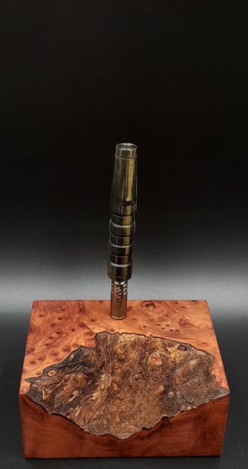 This image portrays Blue Mahoe Wood-XL Dynavap Stem Upgrade by Dovetail Woodwork.