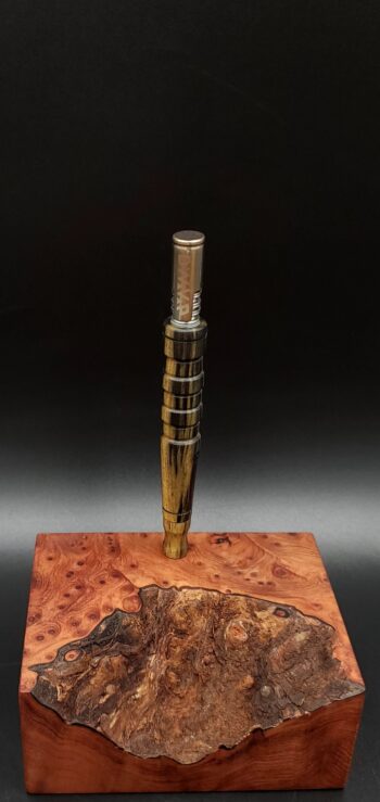 This image portrays Blue Mahoe Wood-XL Dynavap Stem Upgrade by Dovetail Woodwork.