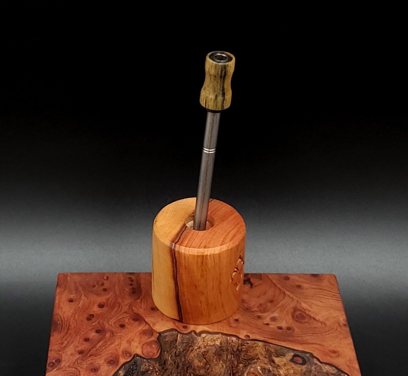 This image portrays Dynavap Spinning Mouthpiece-Blue Mahoe by Dovetail Woodwork.