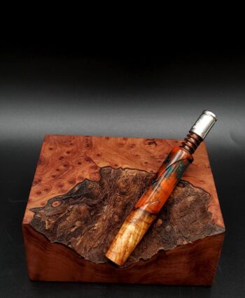 This image portrays Cosmic/Twisted Burl Series XL Hybrid-Dynavap Stem/Midsection by Dovetail Woodwork.