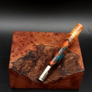 This image portrays Cosmic/Twisted Burl Series XL Hybrid-Dynavap Stem/Midsection by Dovetail Woodwork.