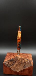 This image portrays Cosmic/Twisted Burl Series XL Hybrid-Dynavap Stem/Midsection by Dovetail Woodwork.