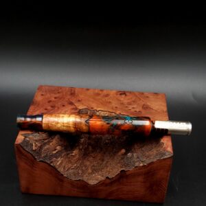 This image portrays Cosmic/Twisted Burl Series XL Hybrid-Dynavap Stem/Midsection by Dovetail Woodwork.