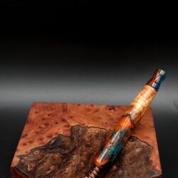 This image portrays Cosmic/Twisted Burl Series XL Hybrid-Dynavap Stem/Midsection by Dovetail Woodwork.
