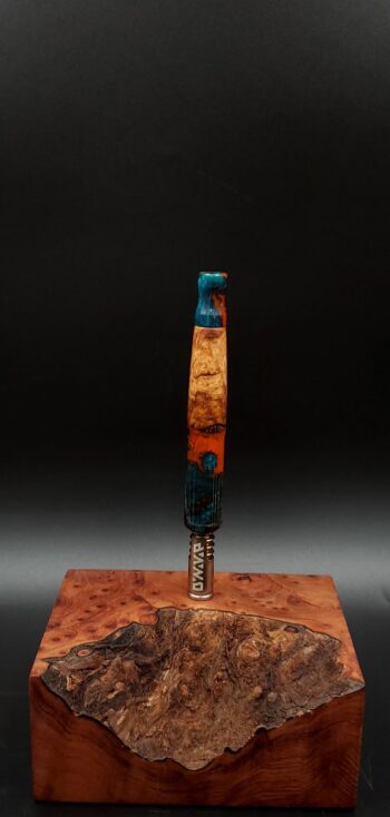 This image portrays Cosmic/Twisted Burl Series XL Hybrid-Dynavap Stem/Midsection by Dovetail Woodwork.